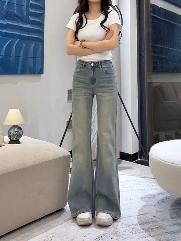 ハイウエストストレートスリムデニム