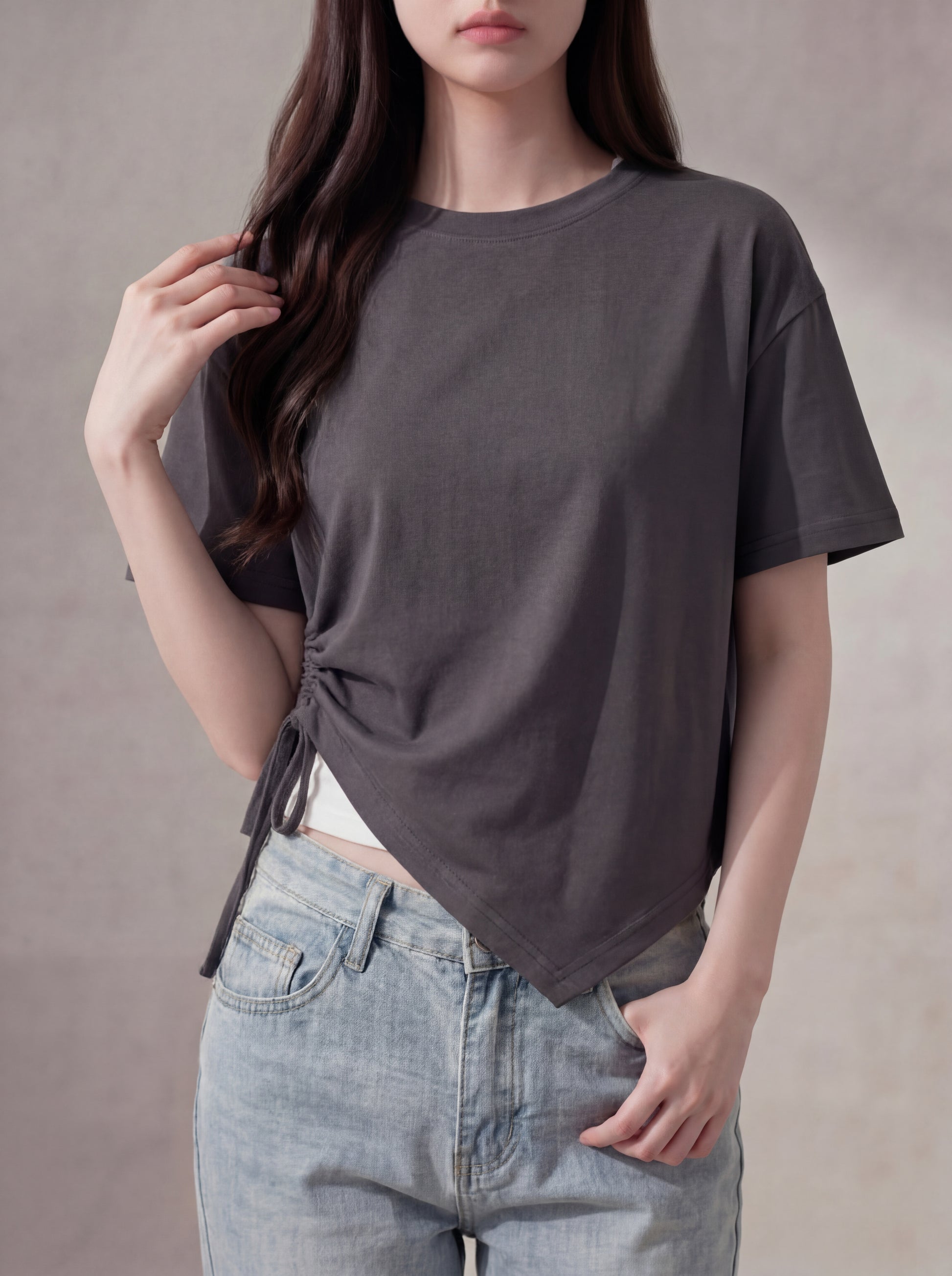 サイドギャザーTシャツ