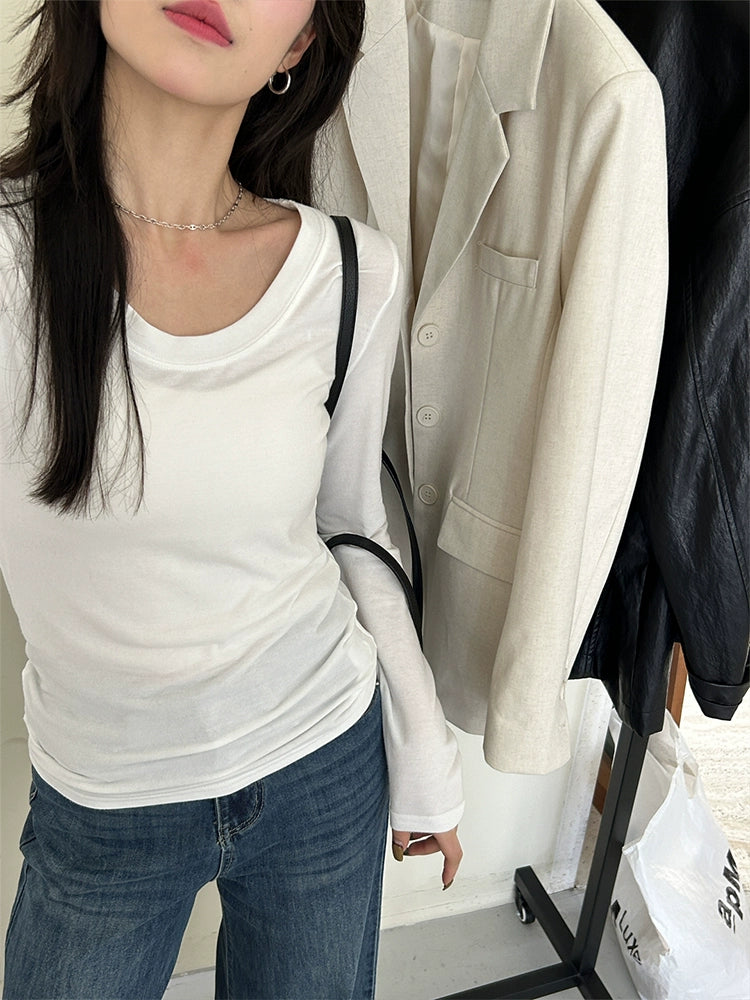 スリムワイドネックTシャツ