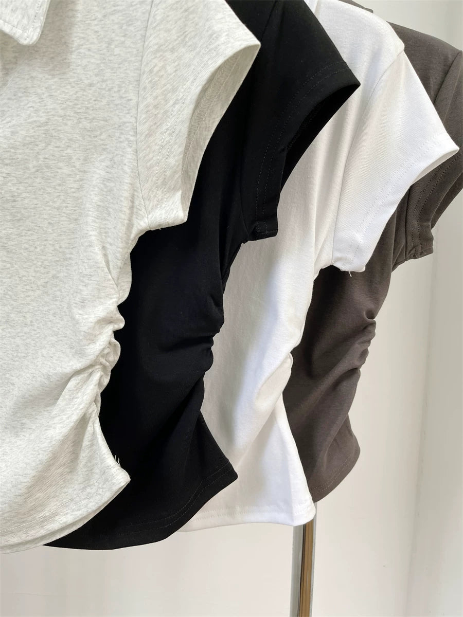サイドギャザースリムポロTシャツ