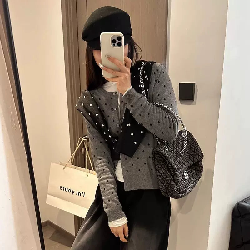 ドットニットカーディガン