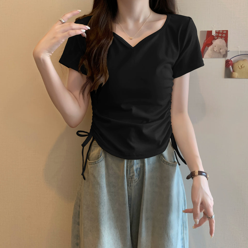 VネックシャーリングTシャツ