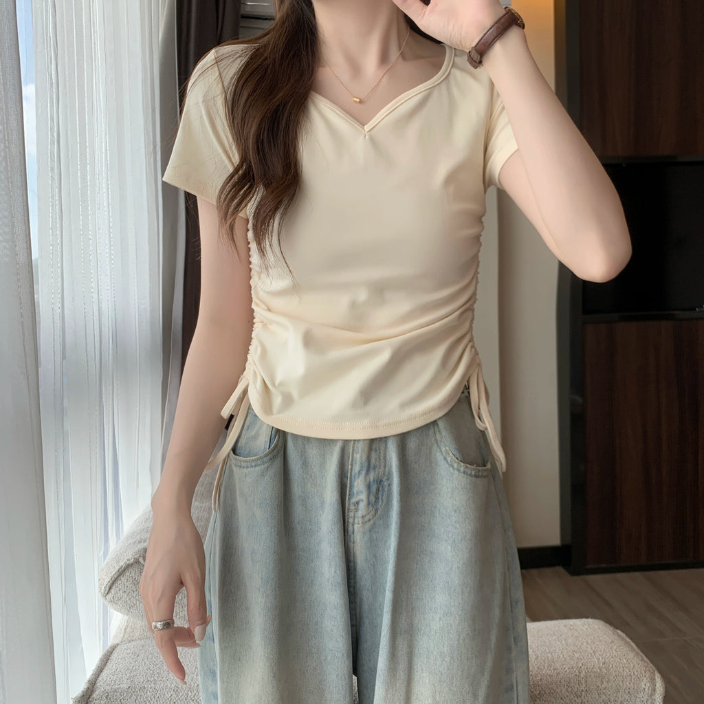 VネックシャーリングTシャツ
