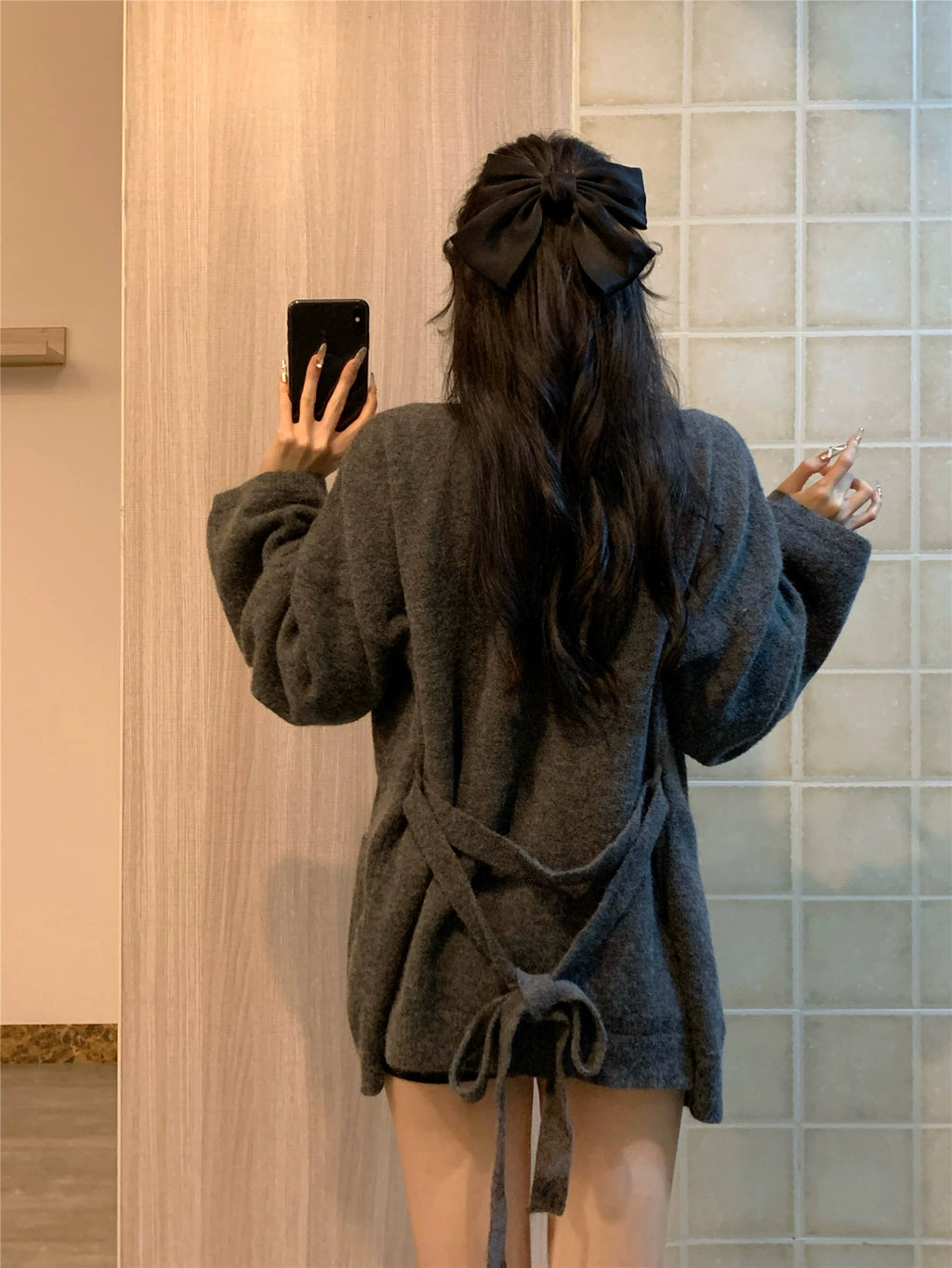 ベルトVネックニットカーディガン