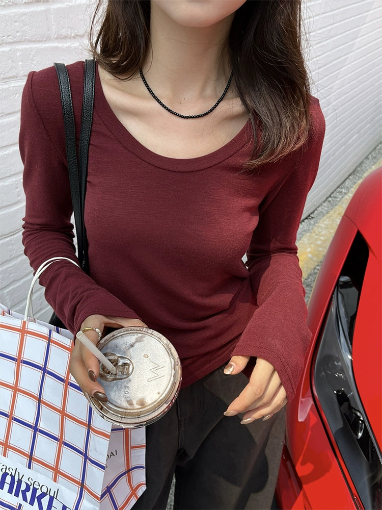 スリムワイドネックTシャツ