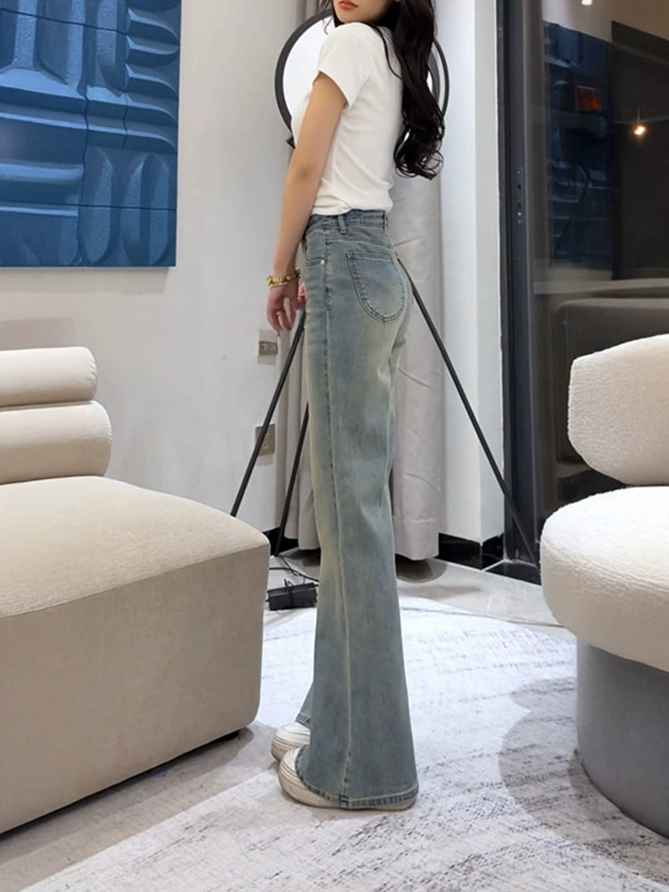 ハイウエストストレートスリムデニム