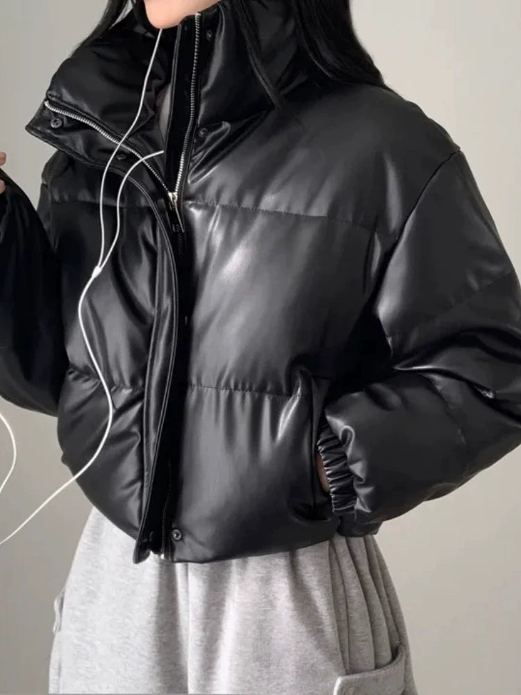 レザータッチパデッドショートブルゾン
