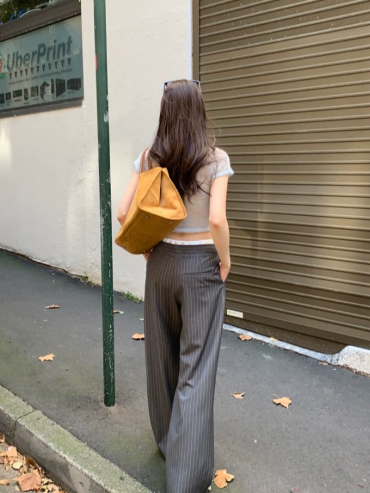 ストライプストレートスラックス