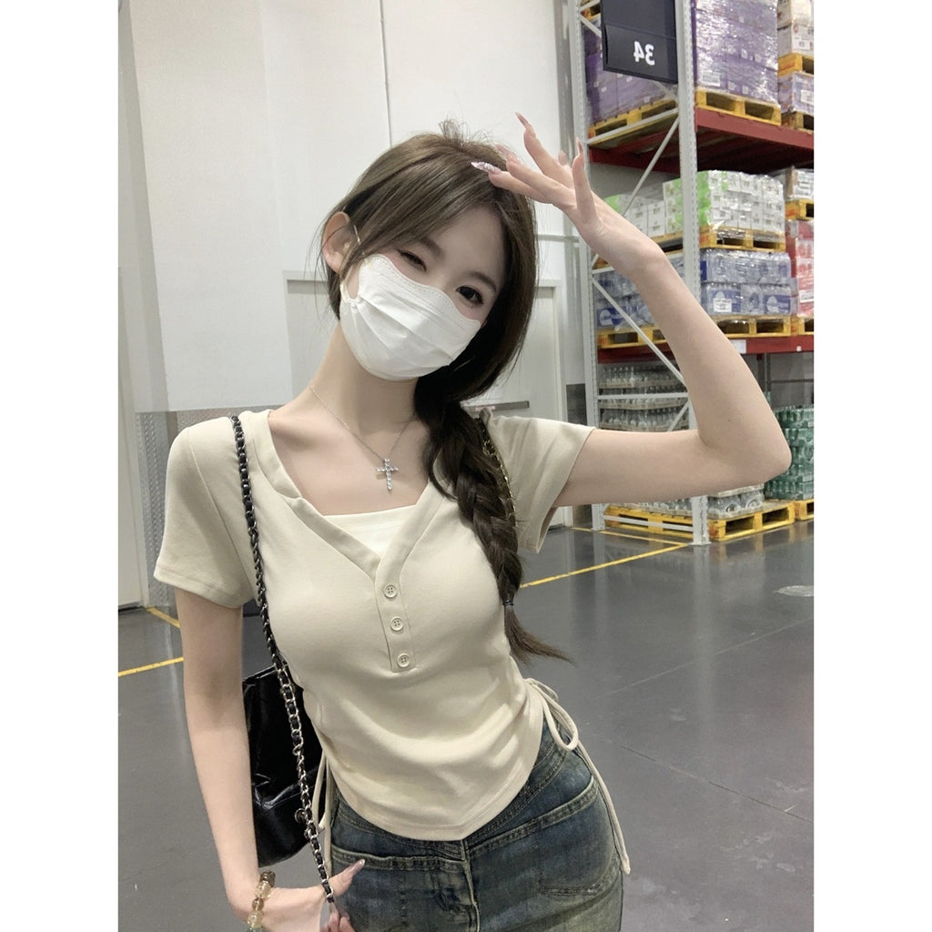 サイドギャザーレイヤードTシャツ