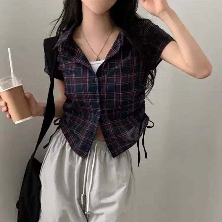 サイドシャーリングチェックシャツ