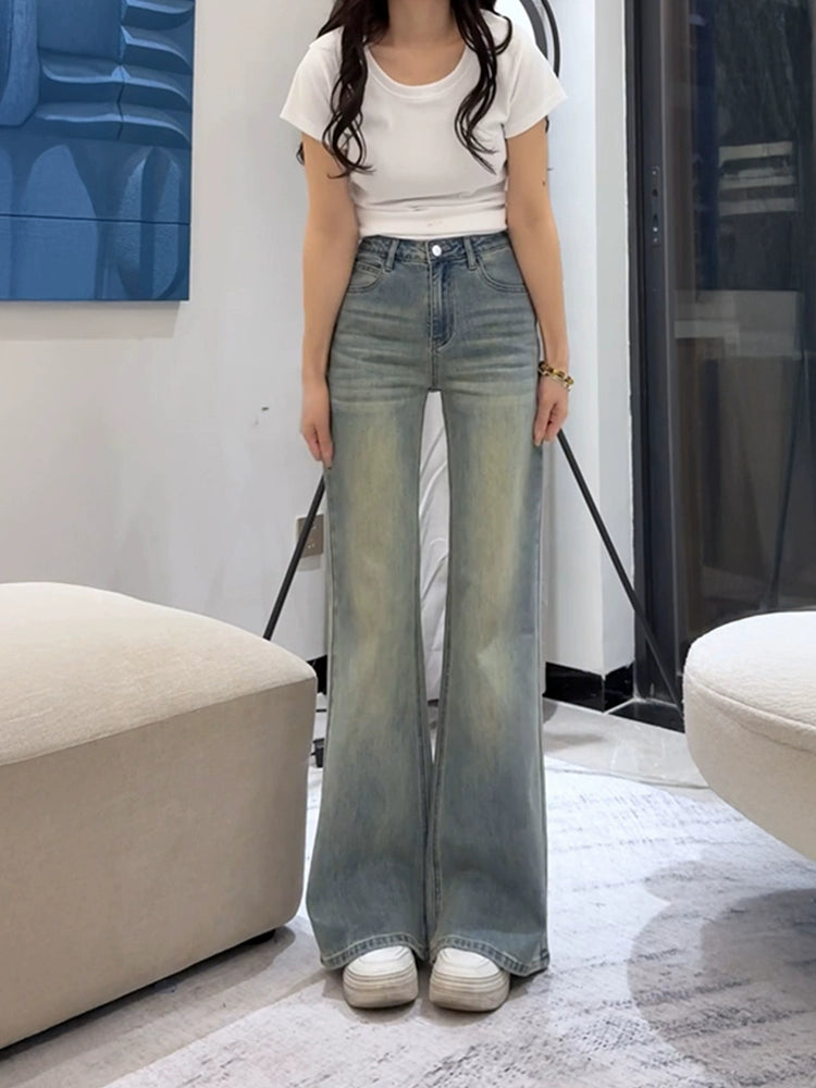 ハイウエストストレートスリムデニム
