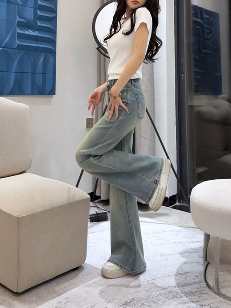 ハイウエストストレートスリムデニム