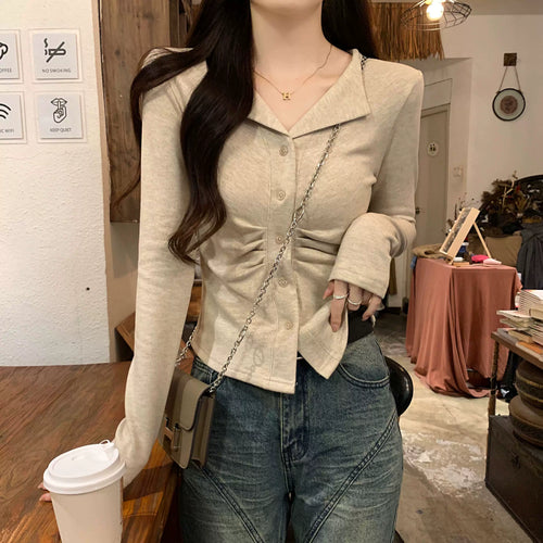 Vネックシャーリングスリムカーディガン