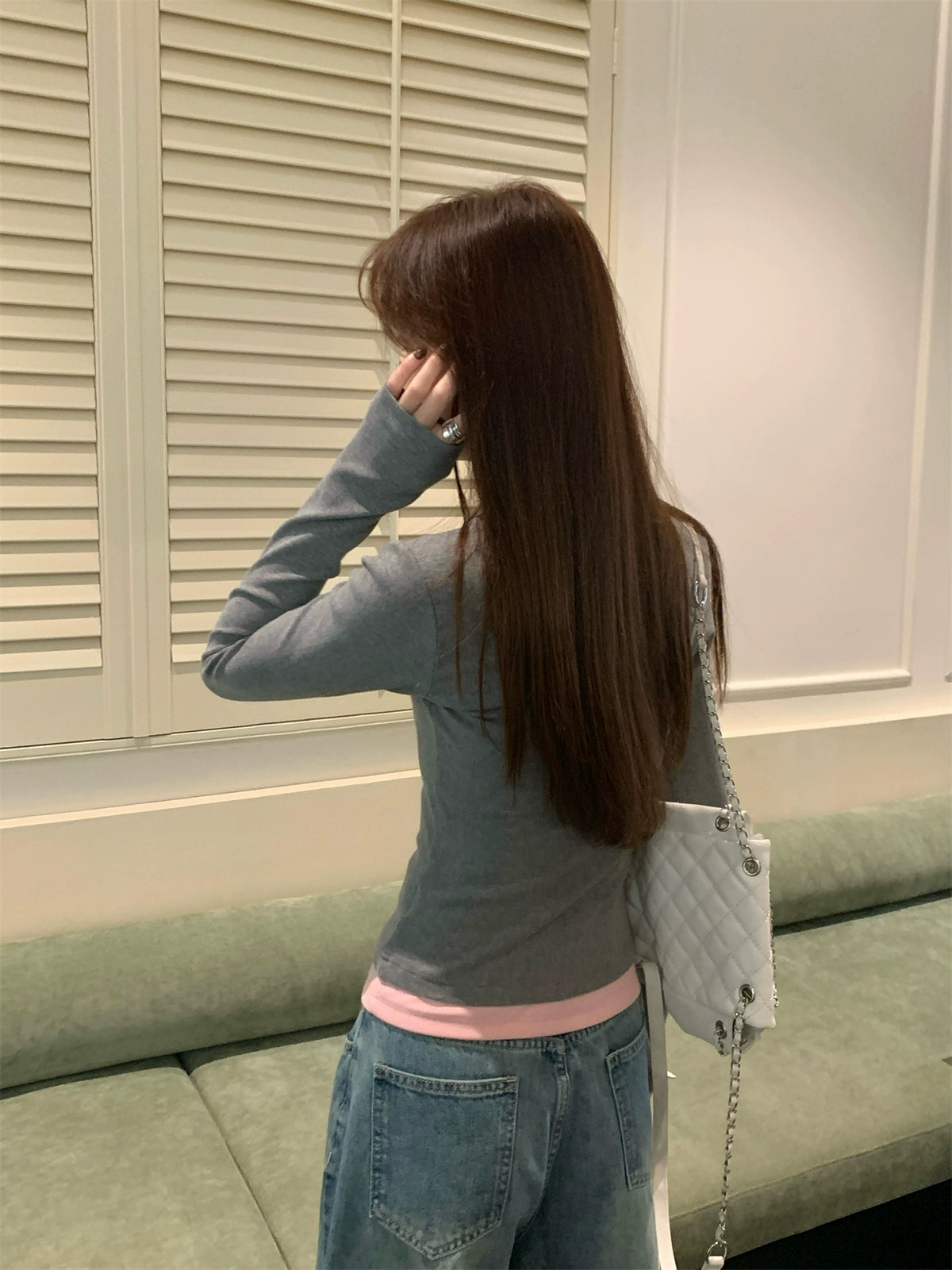 レイヤードバイカラーリブログTシャツ