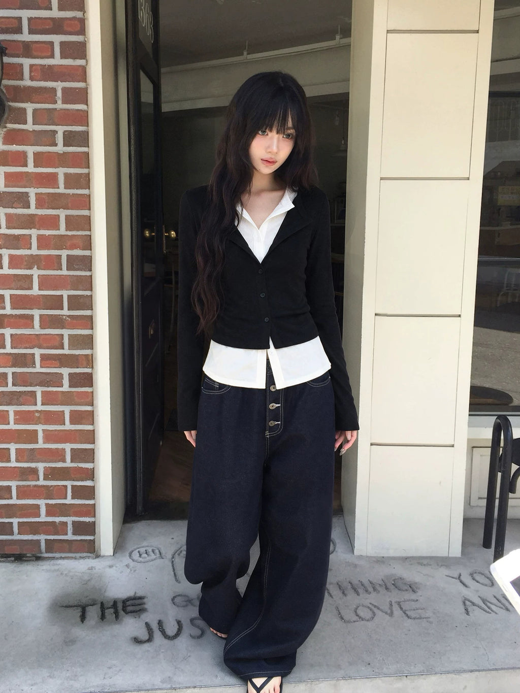 シャツドッキングVネックロングTシャツ