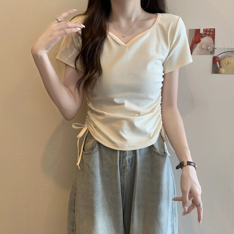VネックシャーリングTシャツ