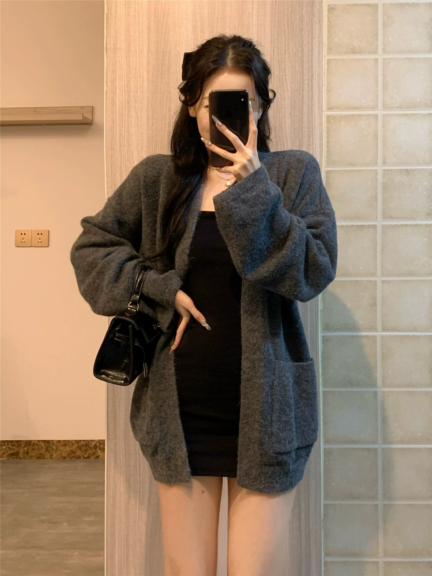 ベルトVネックニットカーディガン