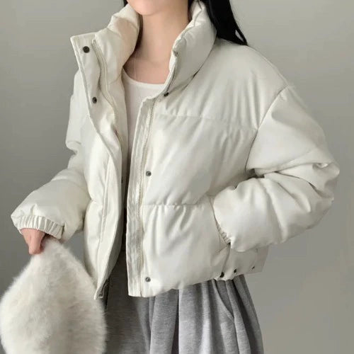 レザータッチパデッドショートブルゾン