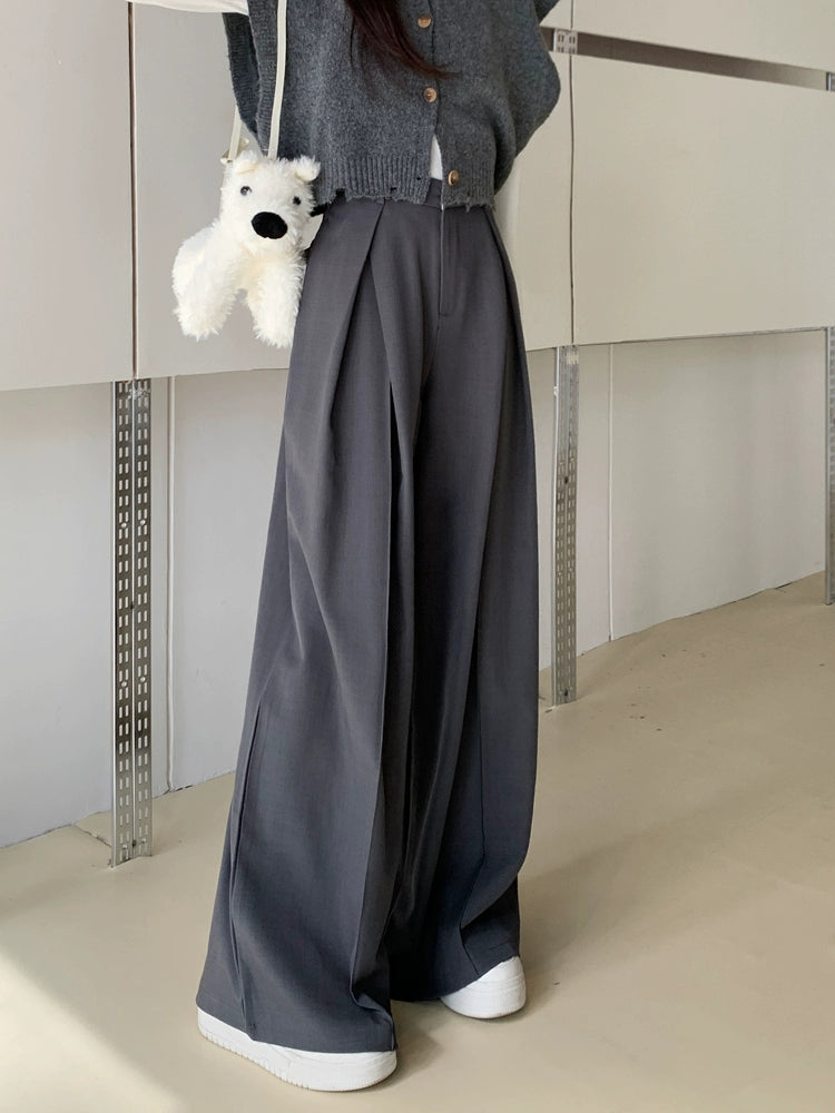 ハイウエストストレートタックワイドパンツ
