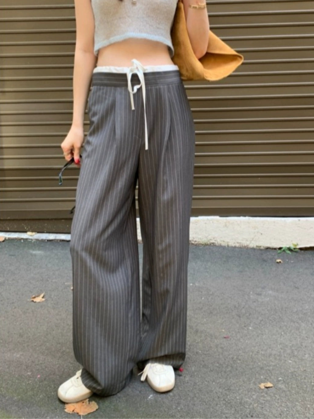 ストライプストレートスラックス