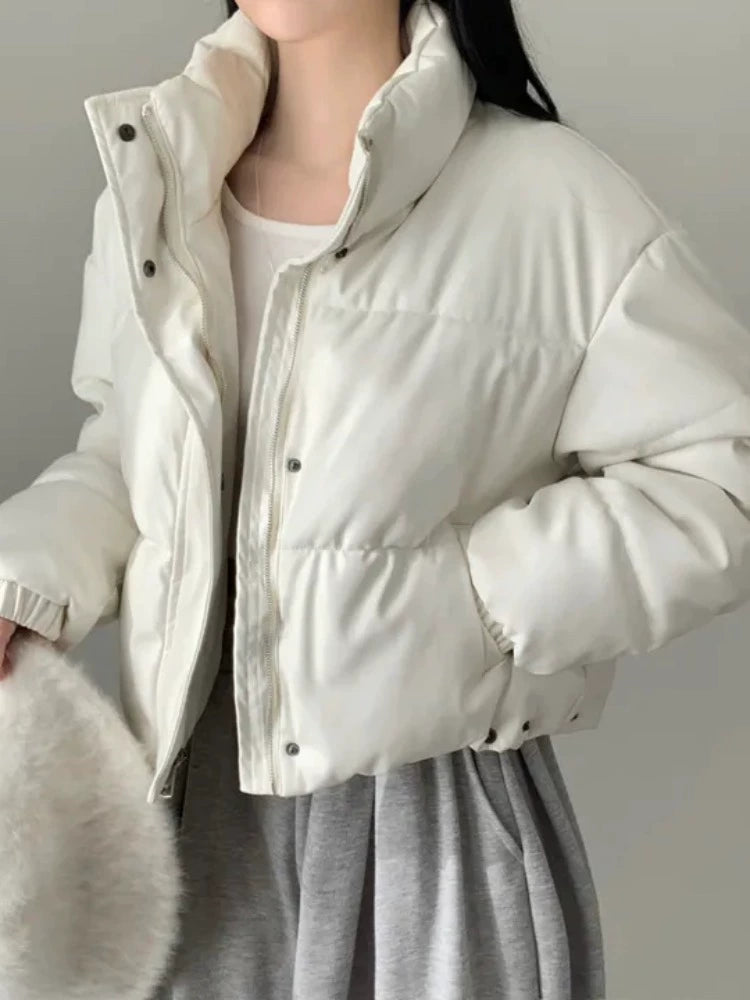 レザータッチパデッドショートブルゾン