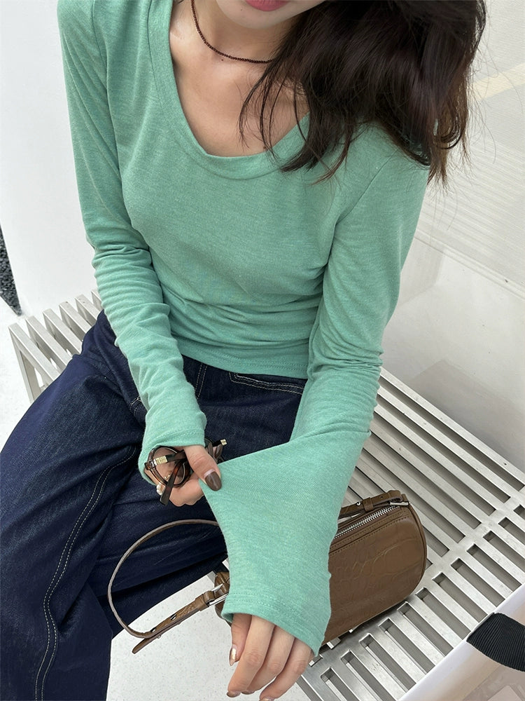スリムワイドネックTシャツ