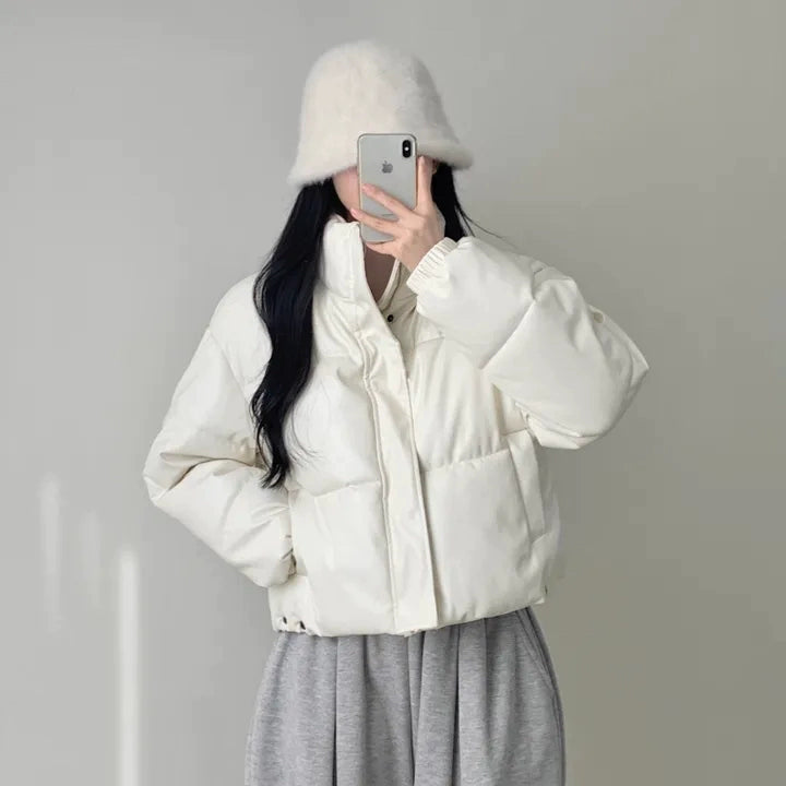 レザータッチパデッドショートブルゾン