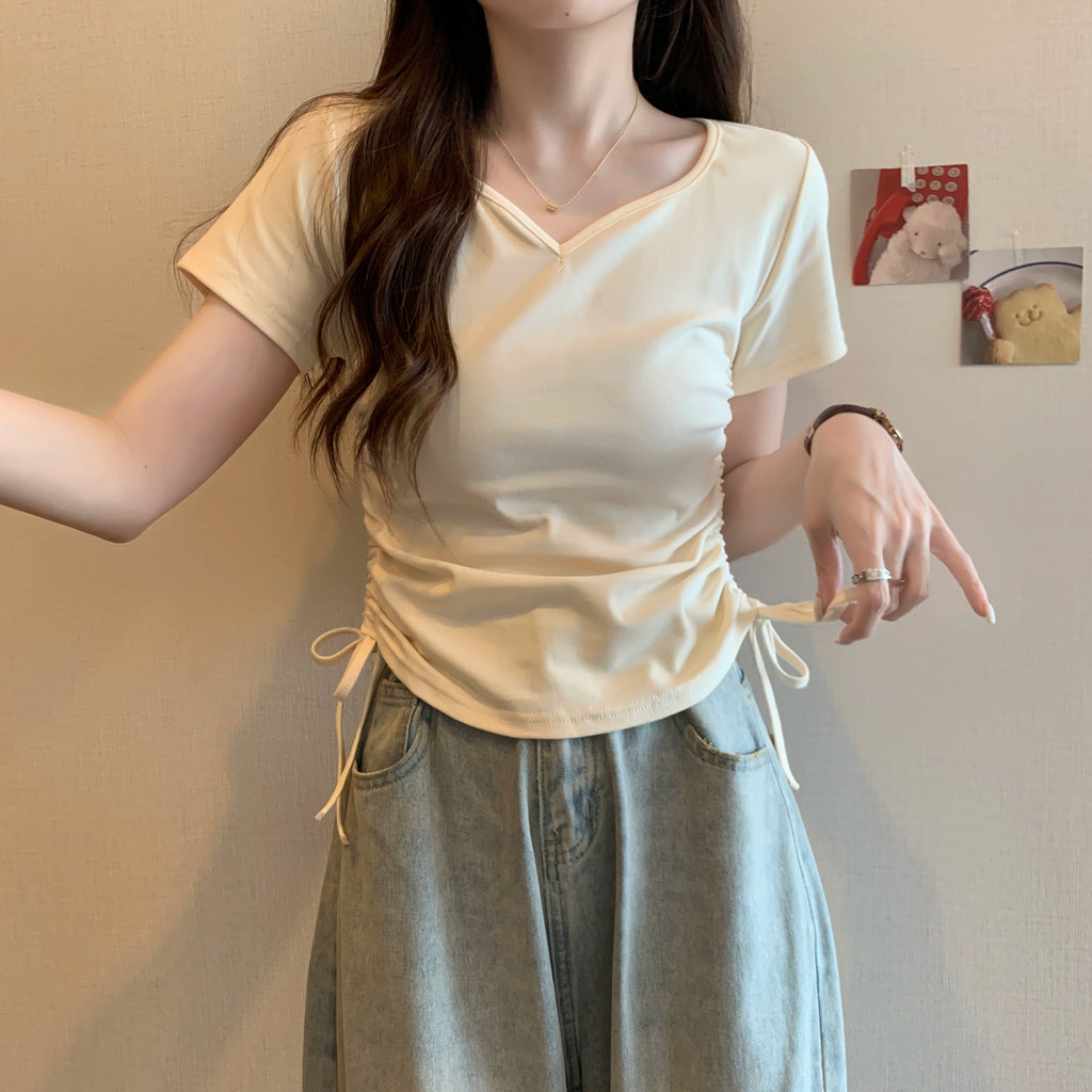 VネックシャーリングTシャツ