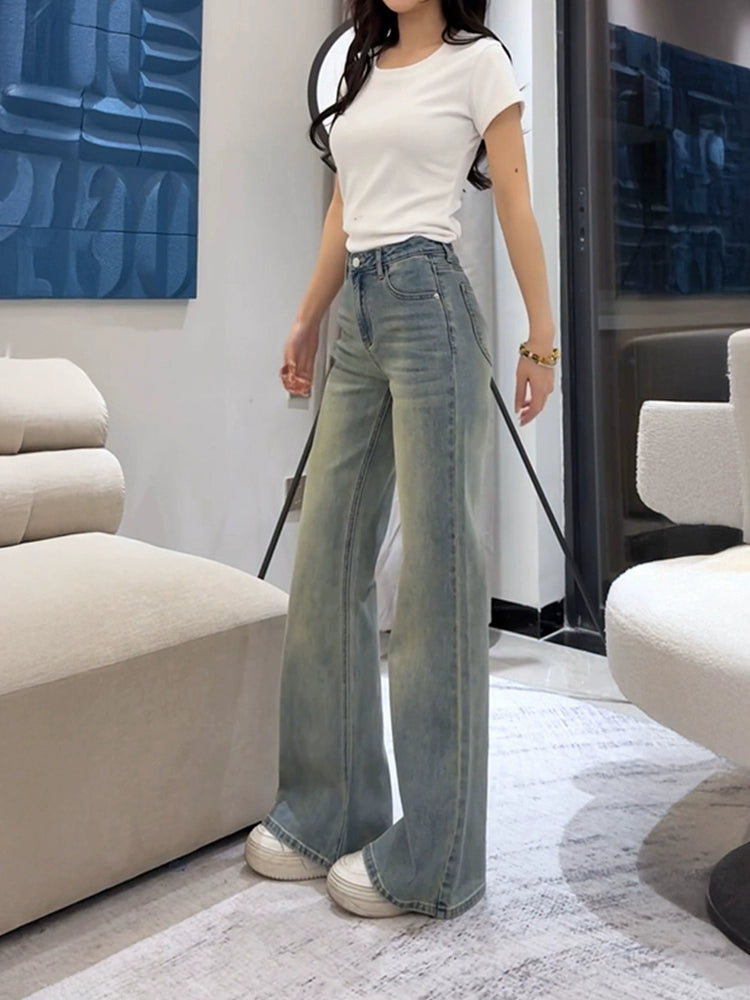 ハイウエストストレートスリムデニム