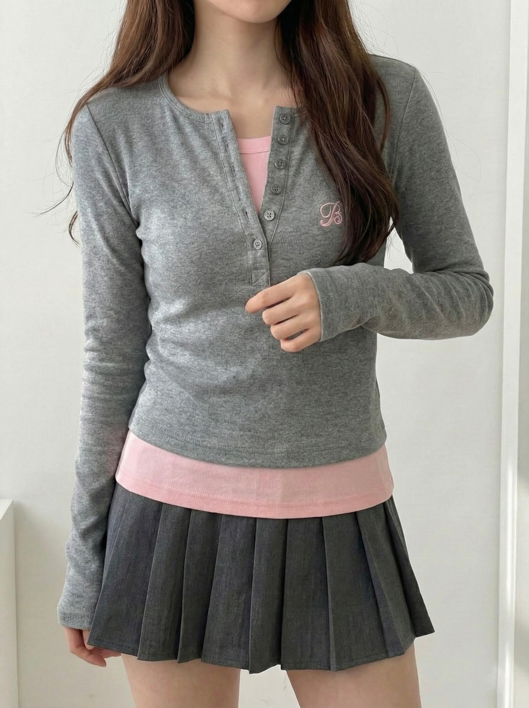 レイヤードバイカラーリブログTシャツ