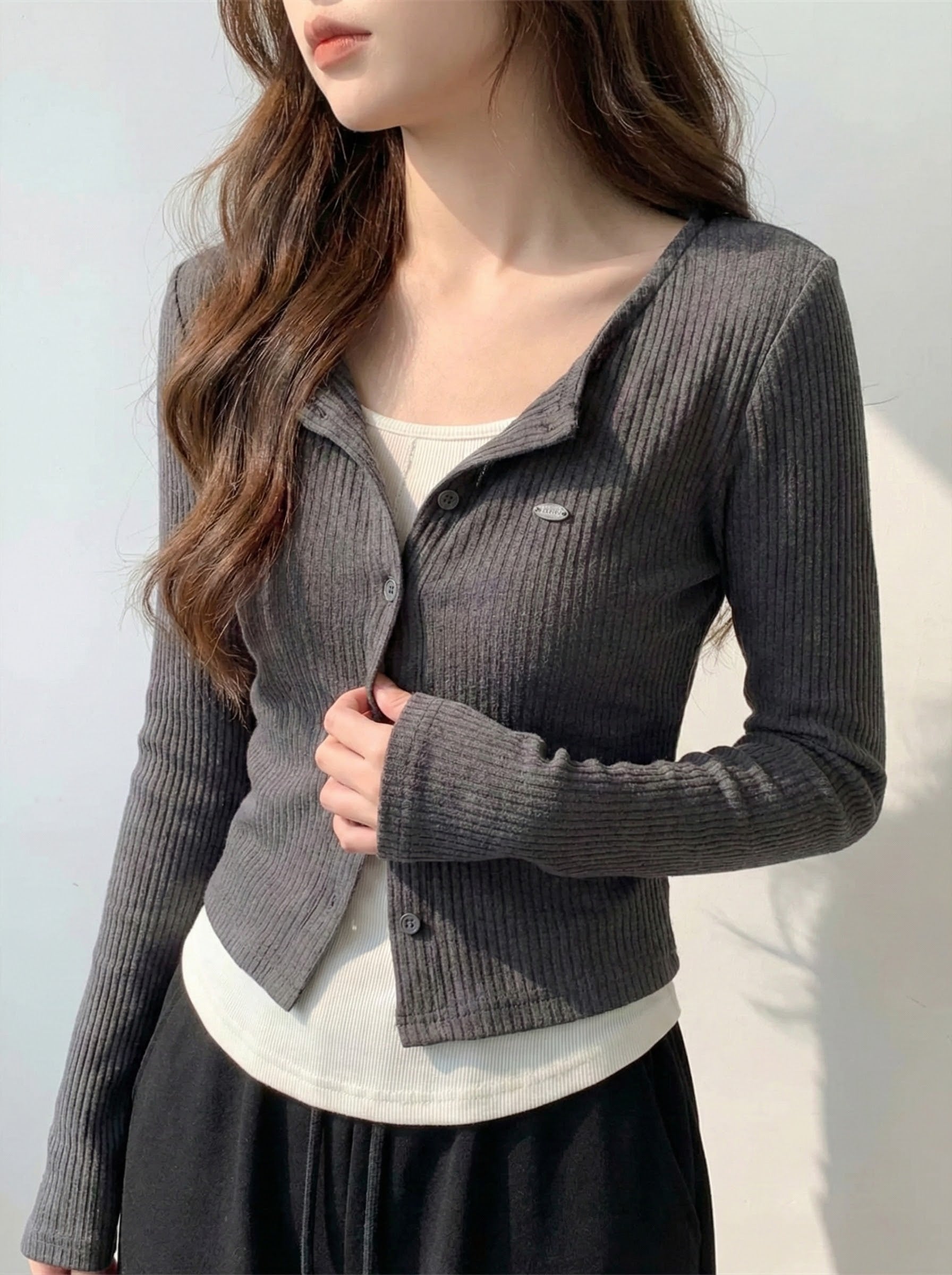 レイヤードリブロングTシャツ