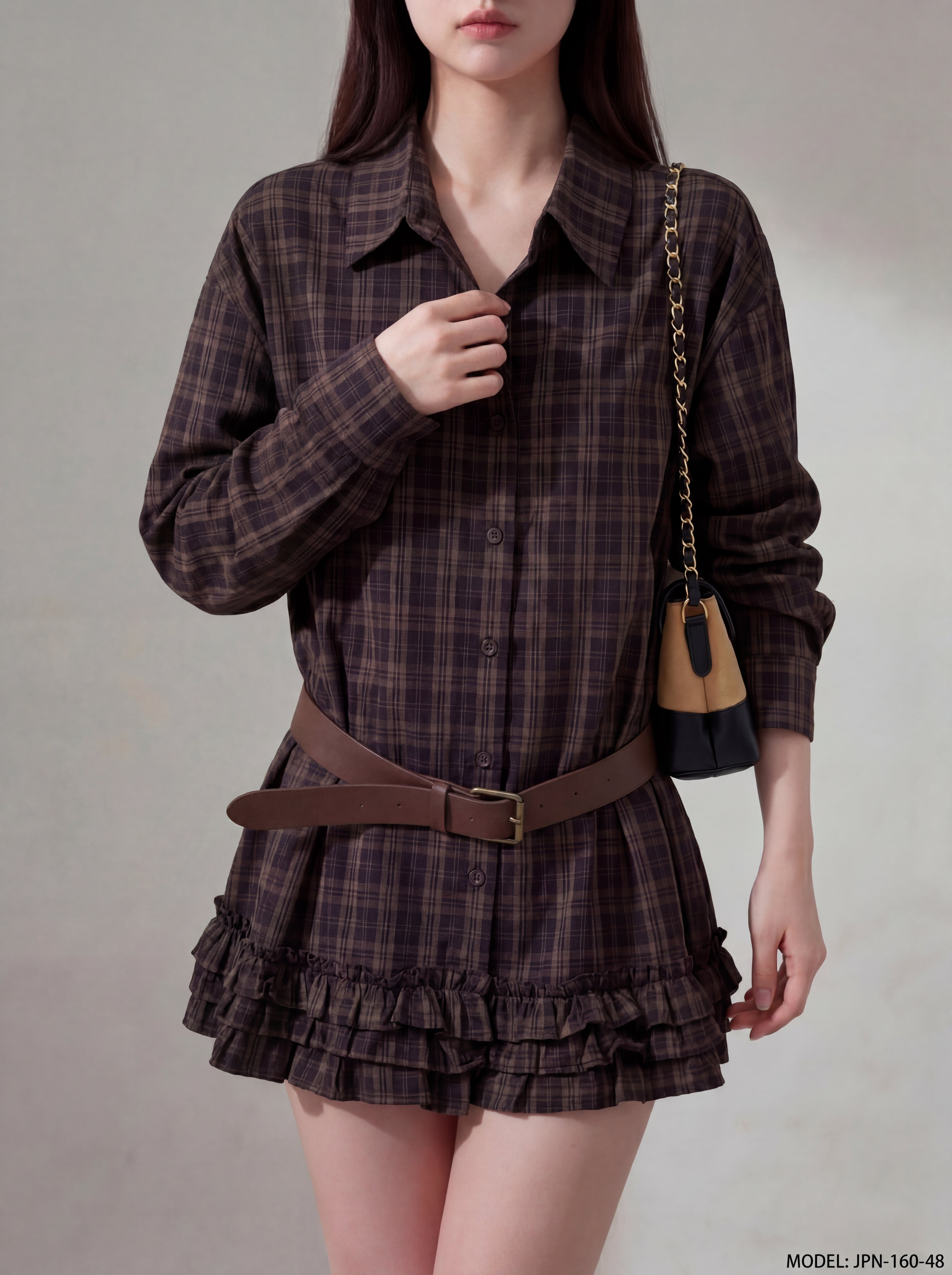 LOUIS VUITTON チェック モノグラム ウエスト絞り シャツワンピース ウエストベルトチェックシャツワンピース – SUTORE