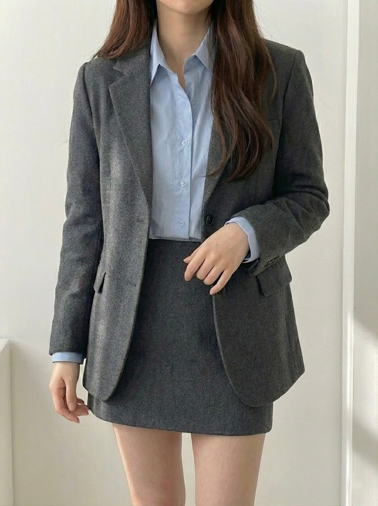 テーラードジャケット＆タイトスカートセットアップ